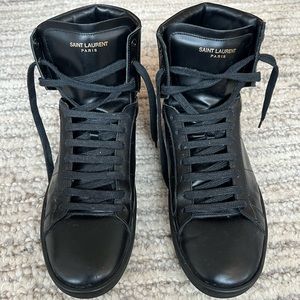 Saint Laurent Men's Black Leather SL01H Hi Top Sneakers - Size EU 44 (US 11)